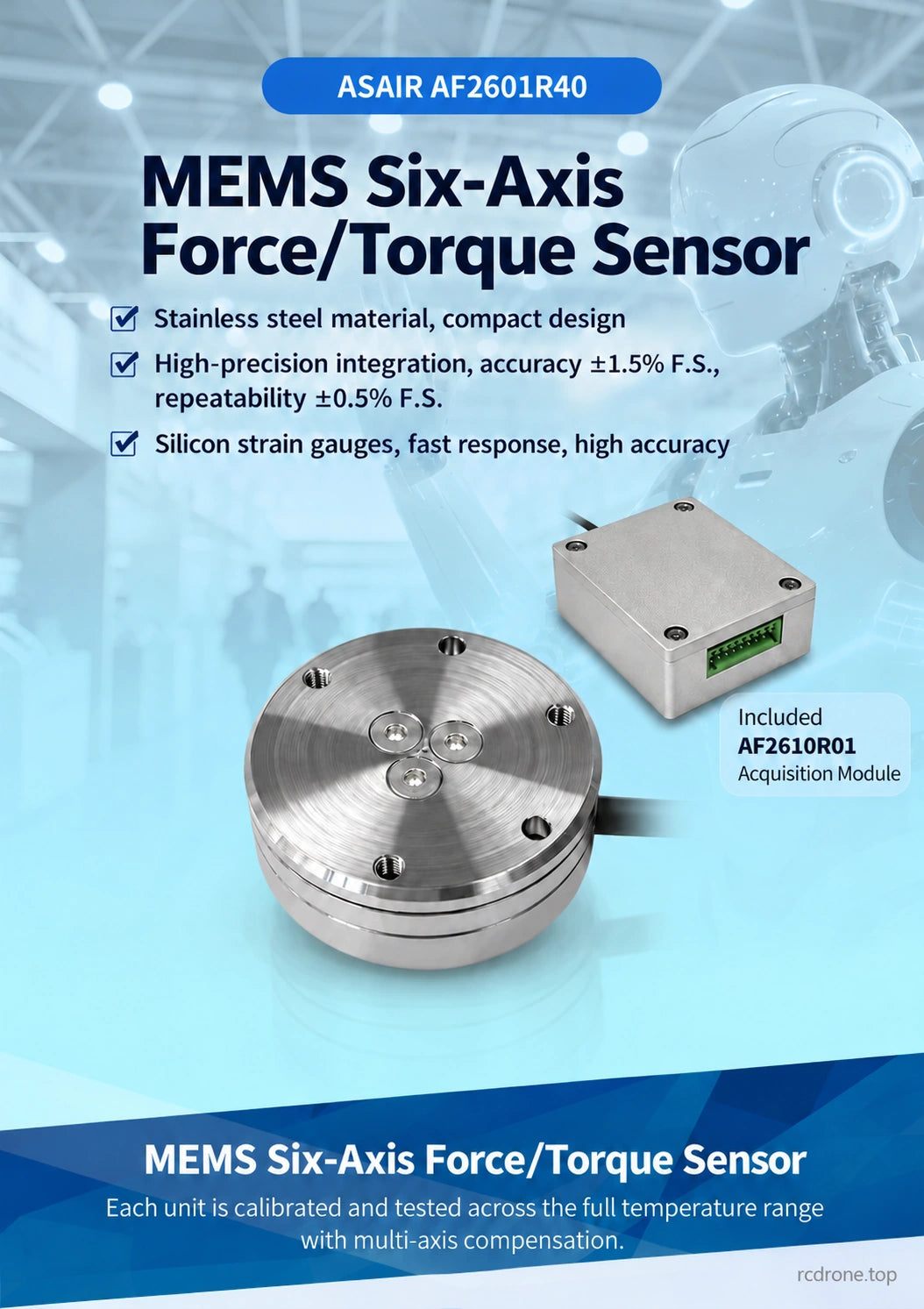 AF2601R40 stainless-steel sensor and included module
