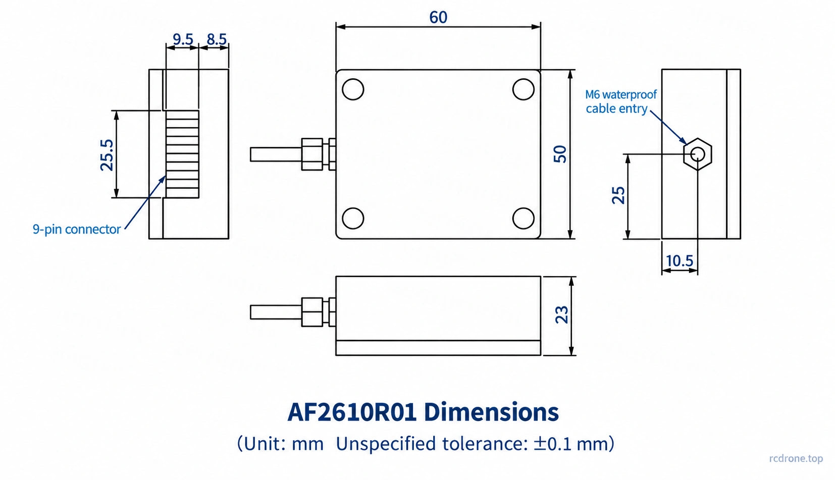 AF2610R01 enclosure dimensions