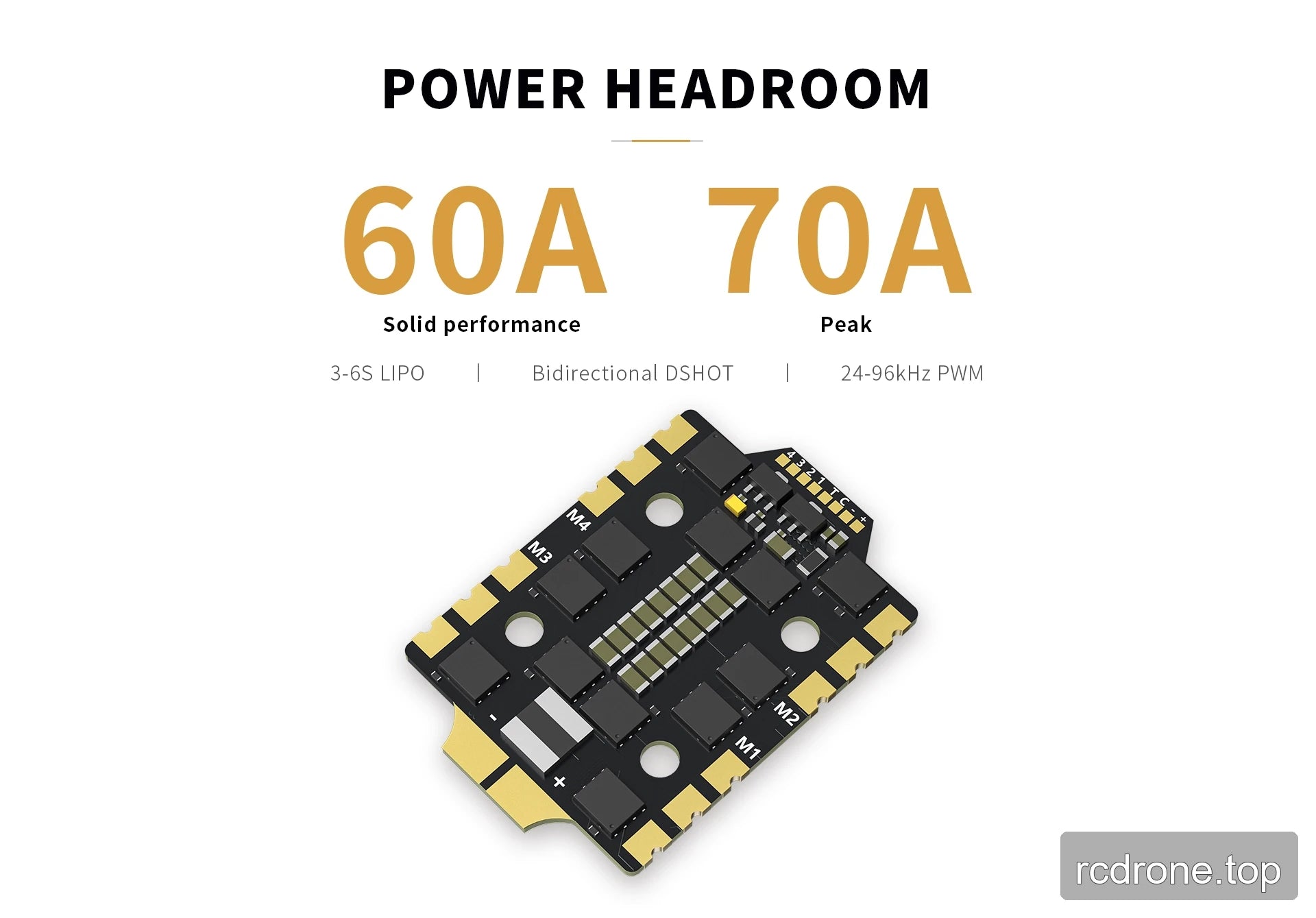 Argus Mini 60A ESC specifications for 3–6S LiPo and bidirectional DShot