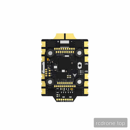 Top view of one board from the stack showing USB-C, push button, four mounting grommets, labeled solder pads, and battery terminals.
