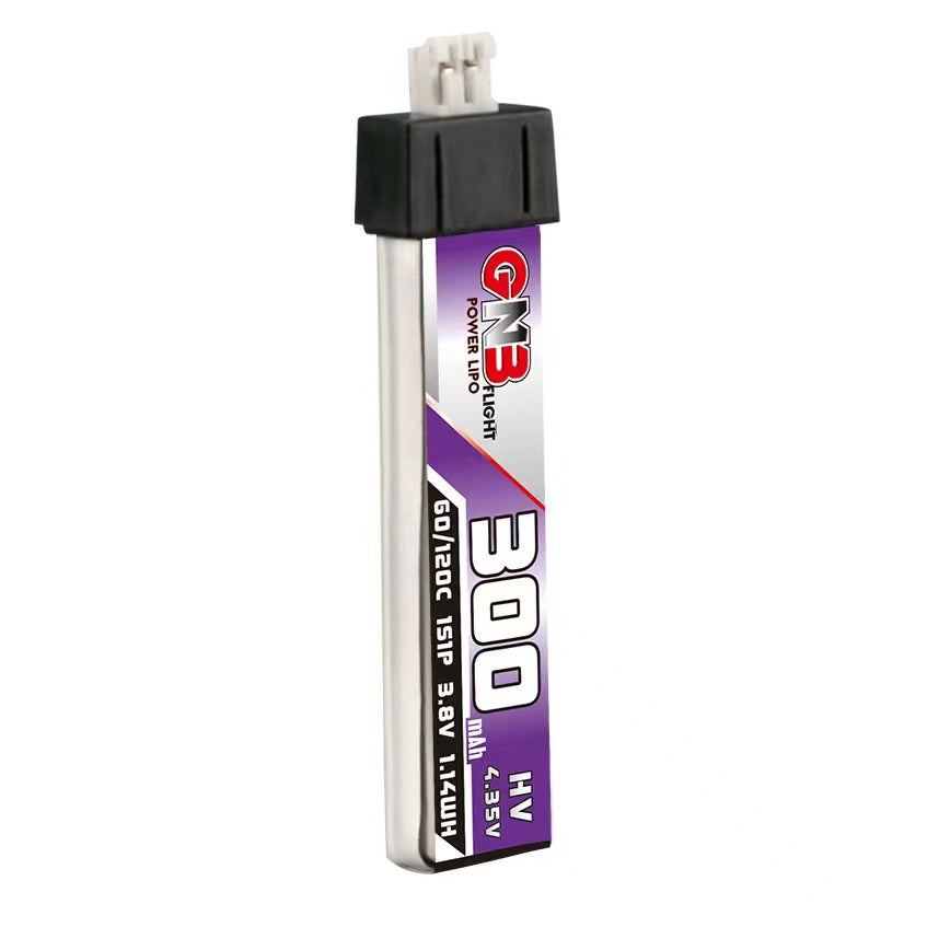GNB300 1S 3.8V 300mAh 60C LiHV LiPo battery with PH2.0 connector, single pack
