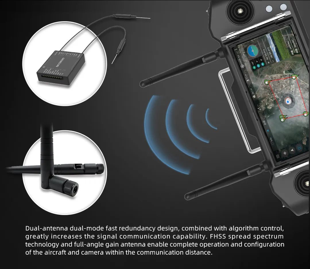 Skydroid SG12 Remote Controller, Reliable wireless controller with dual antennas and fast redundancy for aircraft and camera control over long distances.