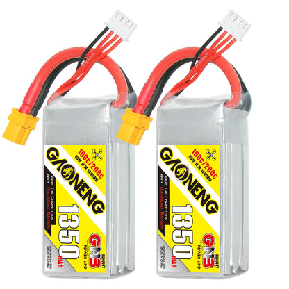 GAONENG GNB 3S 11.1V 1350mAh 100C XT60 LiPo battery pair with balance lead