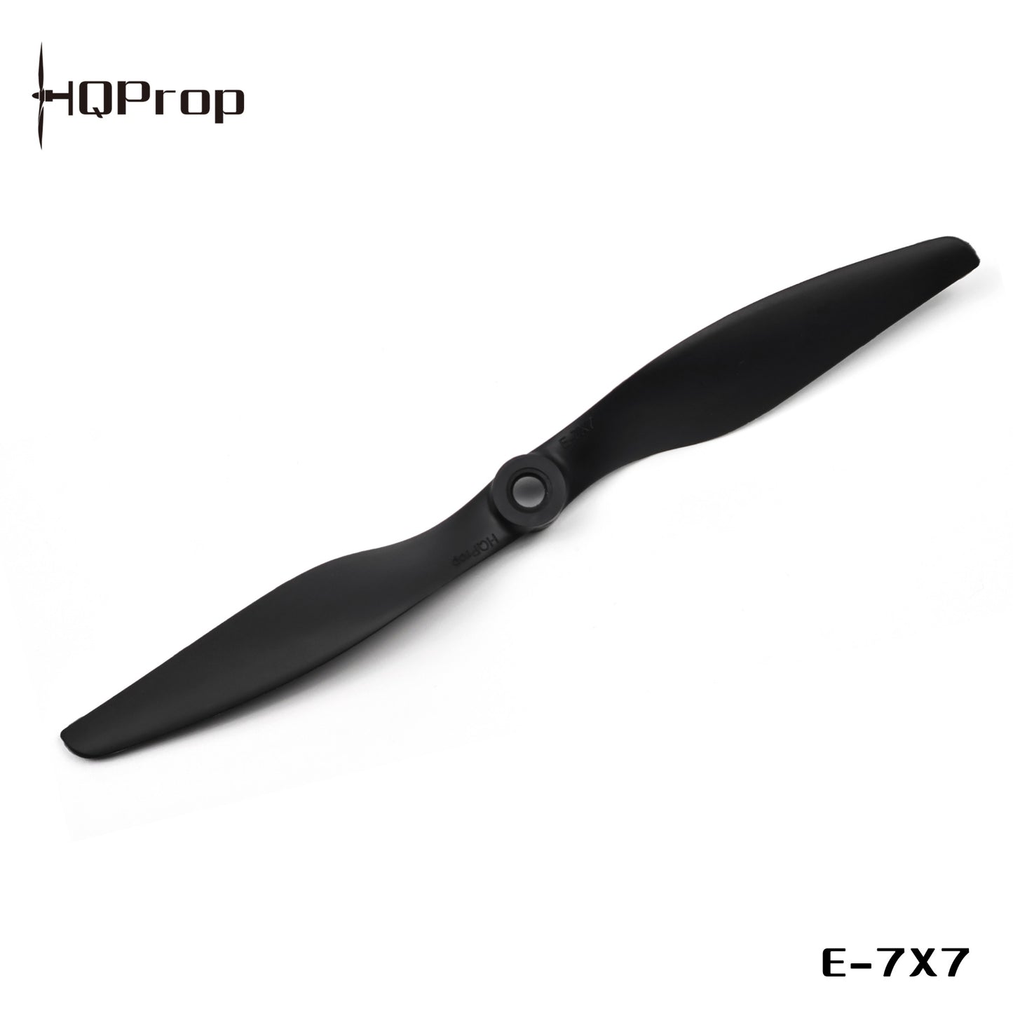 HQProp E-7X7 thin electric propeller, black 2-blade CCW style with HQProp logo and model text