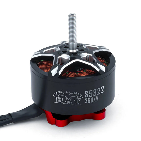 Surpass Hobby BAT S5322 360KV brushless FPV motor with threaded shaft and red mounting base
