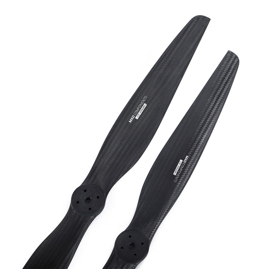MAD FLUXER VTOL Carbon Fiber Propeller, Pair of MAD FLUXER carbon fiber VTOL propellers, 28.1x9.2, CCW rotation, with multi-hole hubs