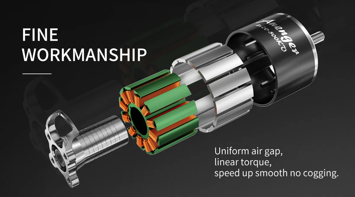 FINE WORKMANSHIP Uniform air gap, linear torque, speed up smooth no