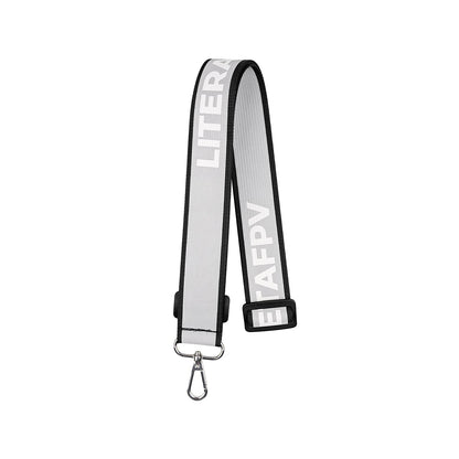 Grey BETAFPV LiteRadio neck strap with black edging, adjustable slider, and swivel snap hook