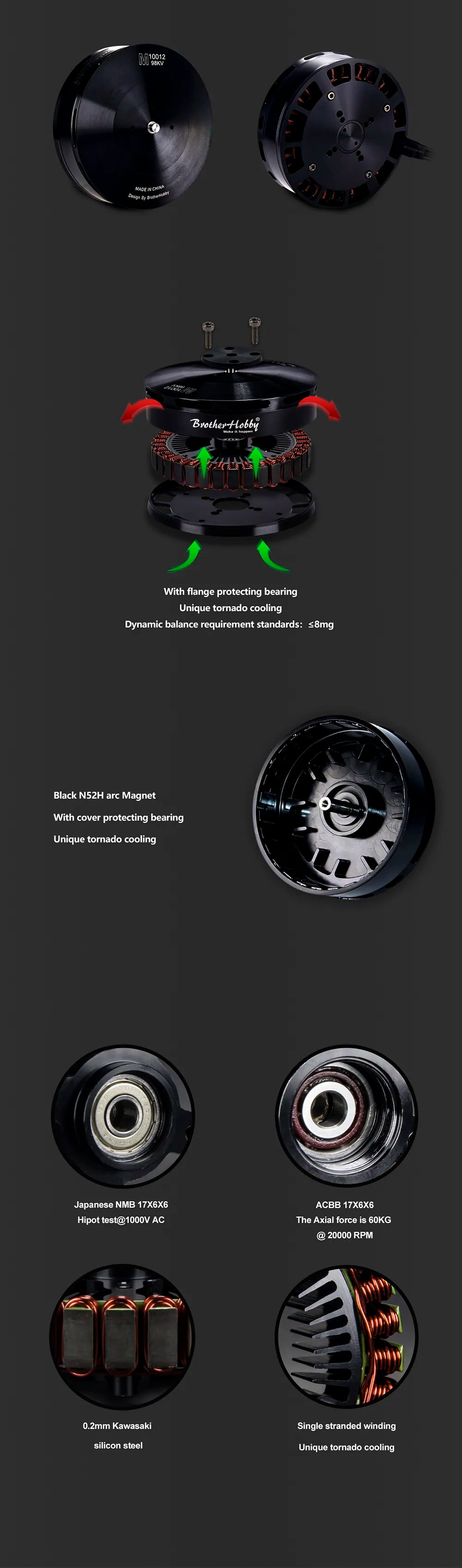 BrotherHobby Max 10012 Motor, 98kV MadeInCHina Bvother Hobbv With protecting bearing Unique tornado