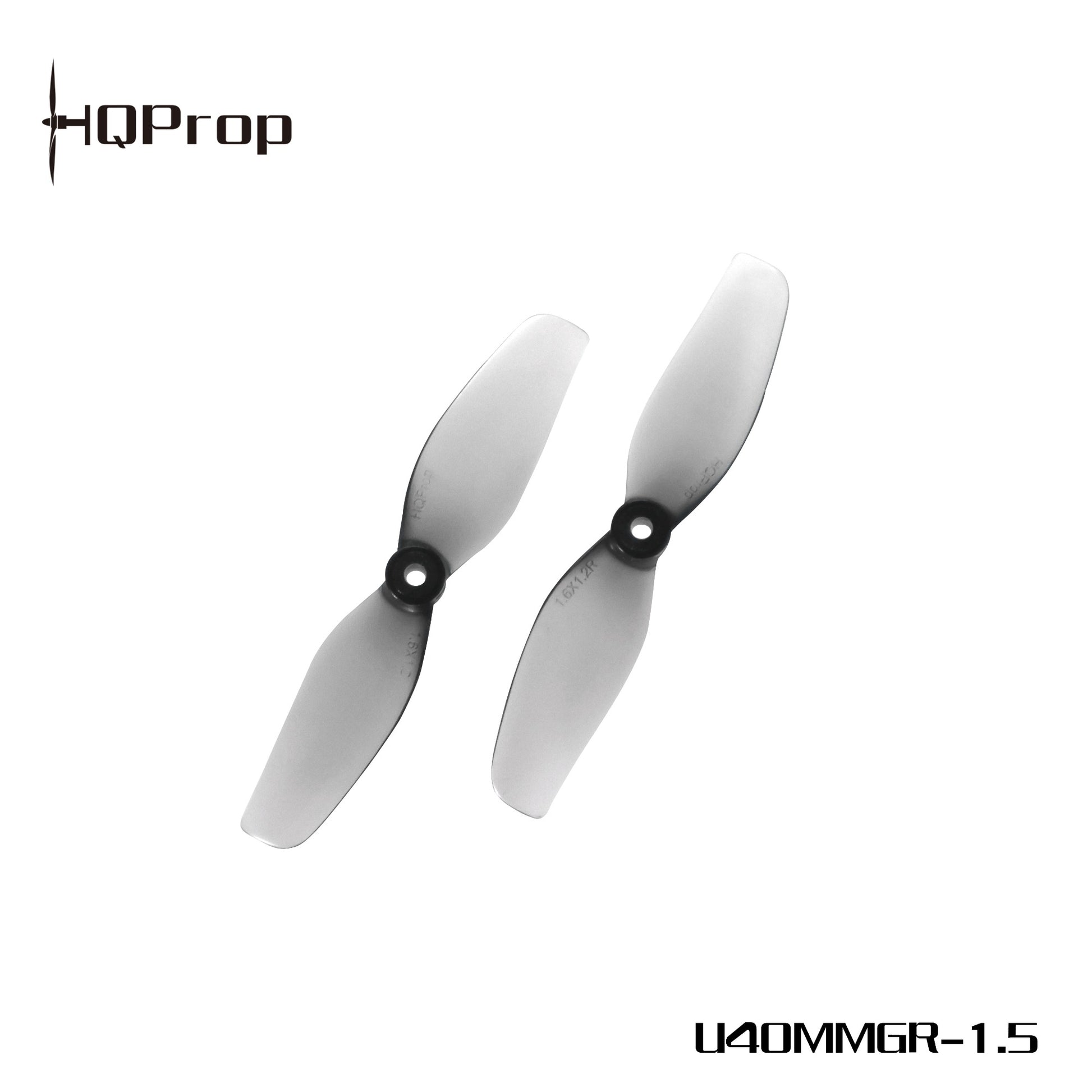 HQProp U40MMGR-1.5 gray 40mm 2-blade whoop propellers, 1.5mm shaft, top view