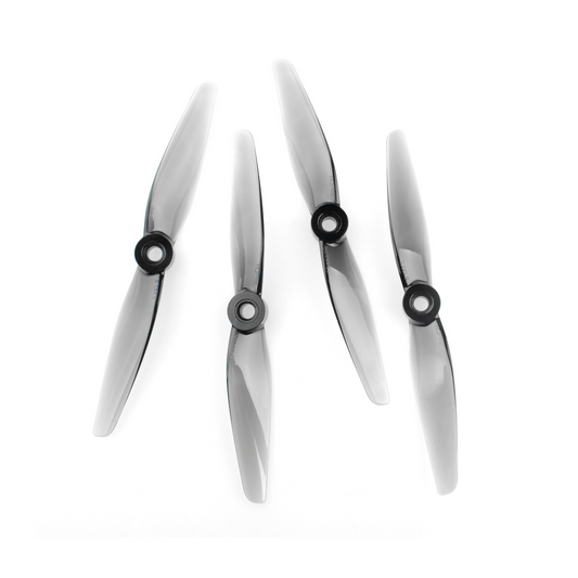 HQProp 5.1x4.5 grey 2-blade propeller set, four translucent polycarbonate props with center hubs