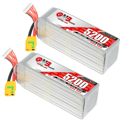 Two-pack set of GNB 5200mAh LiPo batteries with XT90S-F anti-spark connectors and balance leads