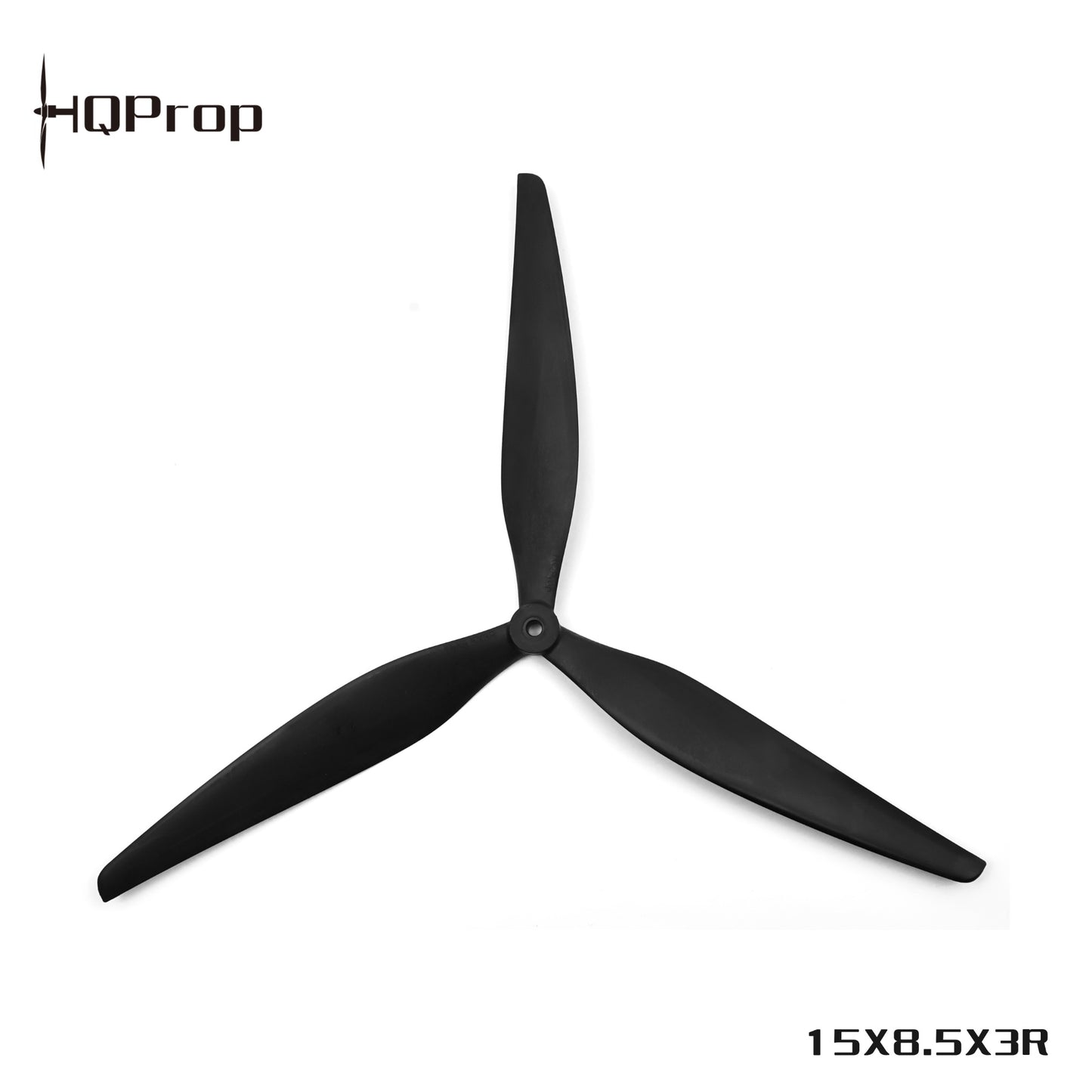 Black three-blade propeller with HQProp logo and 15X8.5X3R size code on image