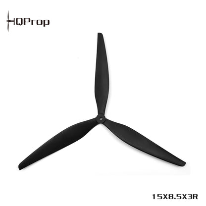 Black three-blade propeller with HQProp logo and 15X8.5X3R size code on image