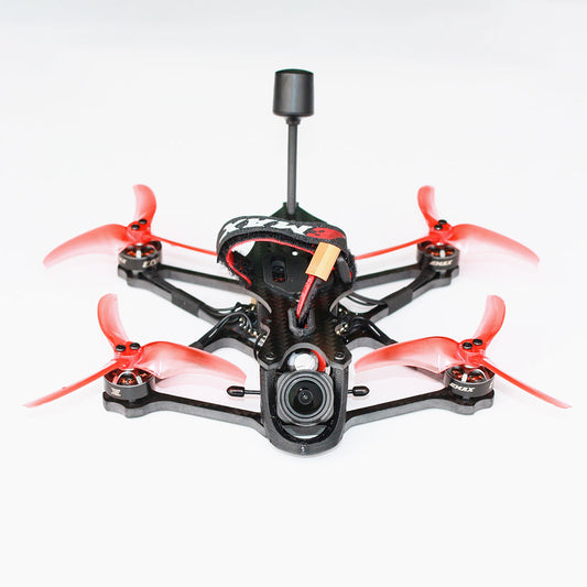 EMAX Babyhawk O3 3.5 inch FPV drone front view with camera, carbon frame and red 3-blade props