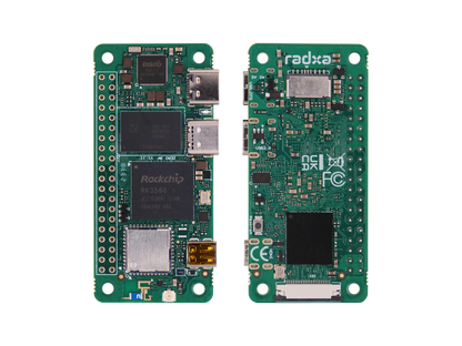 RADXA ZERO 3W RK3566 development board shown from front and rear sides