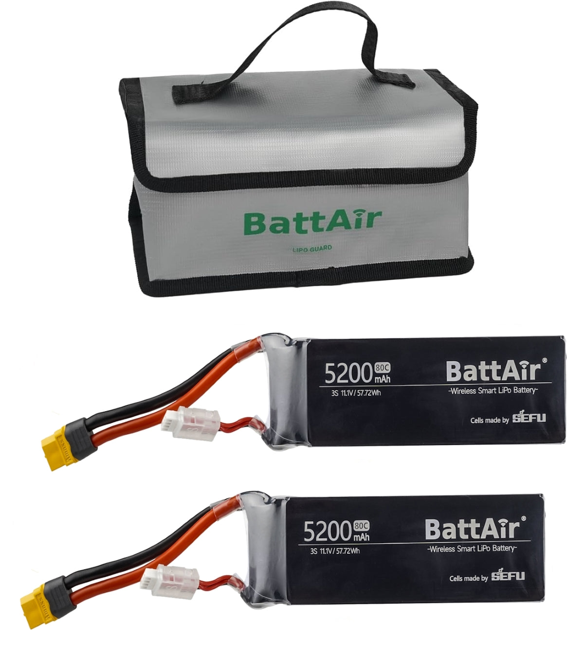 ISDT BattAir 3S 5200mAh 80C Smart LiPo Battery, ISDT BattAir Smart Battery for RC Car, 3S 5200mAh 80C for RC Plane (2 Pack) ISDT