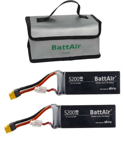 ISDT BattAir 3S 5200mAh 80C Smart LiPo Battery, ISDT BattAir Smart Battery for RC Car, 3S 5200mAh 80C for RC Plane (2 Pack) ISDT