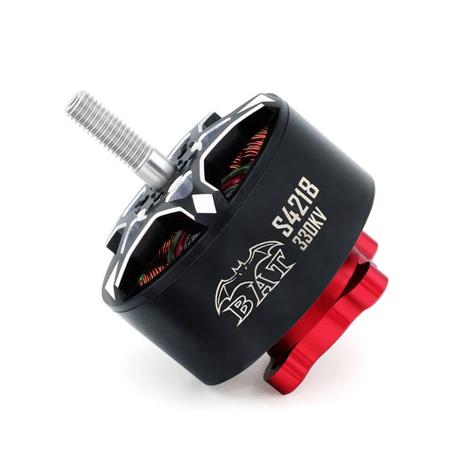 Surpass Hobby BAT S4218 330KV FPV brushless motor with M6 threaded shaft, black body and red base