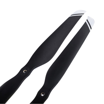 MAD CB2 PROP 52x19 Inch Carbon Fiber Propeller, MAD CB2 52x19 inch carbon fiber propeller blades, black two-blade set with white tips and mounting holes