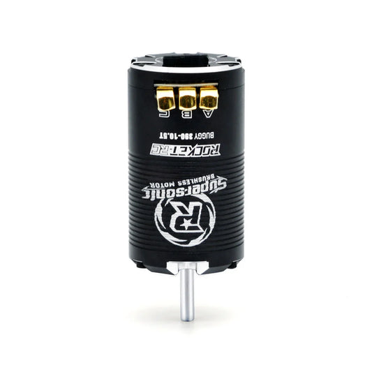 Rocket-RC Supersonic 390 sensored brushless motor upright with gold A, B and C terminals