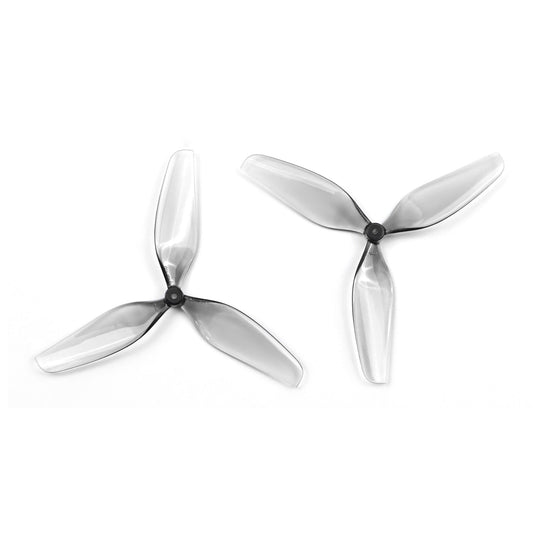 HQProp 2.5X1.1X3 grey polycarbonate 3-blade propeller set, two props on white background