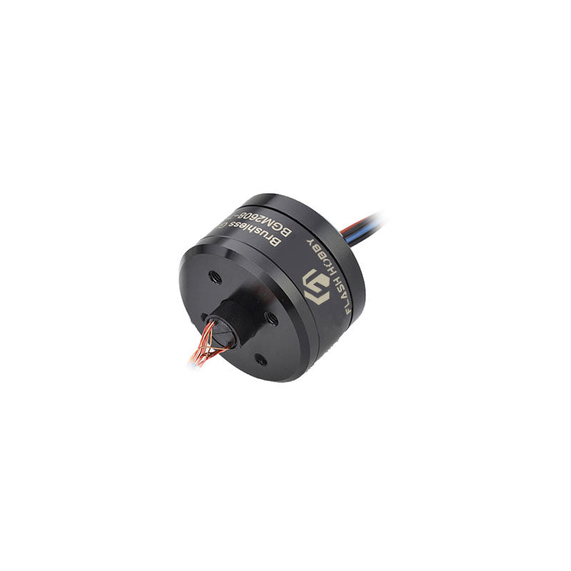 Flashhobby BGM2608-80T gimbal motor with black round housing and multi-color lead wires