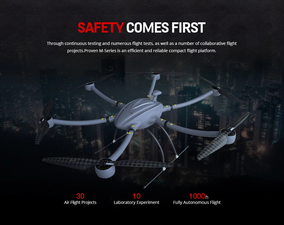 T-Motor T-Drone M1500 Industrial Drone - 6 Axis 10KM 5-10KG Payload 55 Minutes Long Flight Time Long Range UAV Drone Frame Hexa-Copter for Rescue, Mapping, Electricity Inspection, 6 T-Motor T-Drone, Proven M-Series is an efficient and reliable compact flight platform . through continuous testing