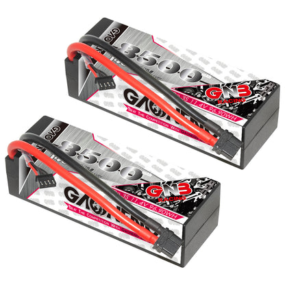 Two GAONENG GNB 8500mAh 3S LiHV hard case LiPo batteries shown at angle with XT60 connectors