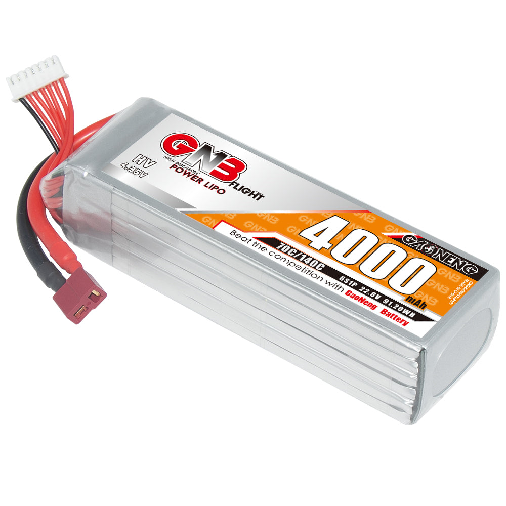 GAONENG GNB40006S70AHV 6S 22.8V 4000mAh 70C LiHV LiPo battery with T-plug and balance lead