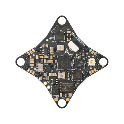 BetaFPV Matrix 1S Brushless Flight Controller close-up, component side with MCU and solder pads