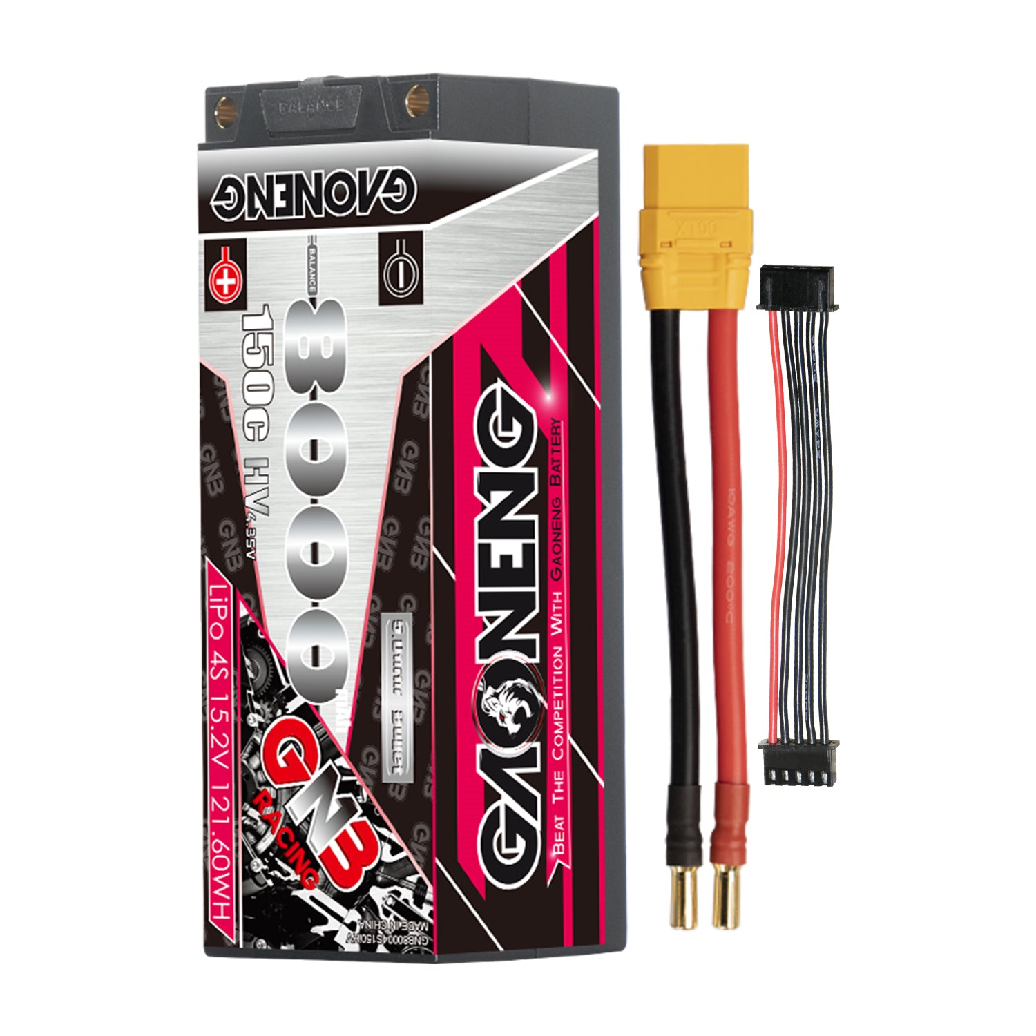 GAONENG GNB 4S 8000mAh LiHV hard case LiPo battery with yellow XT90-style lead and balance plug