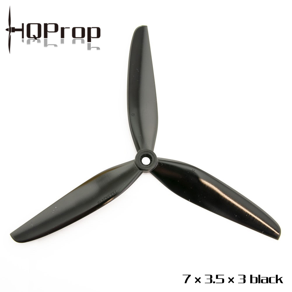 Black 7x3.5x3 three-blade propeller with HQProp logo and size text on white background