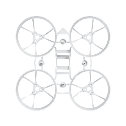 Air65 micro whoop frame in white, top-down view showing duct rings and center mounting deck