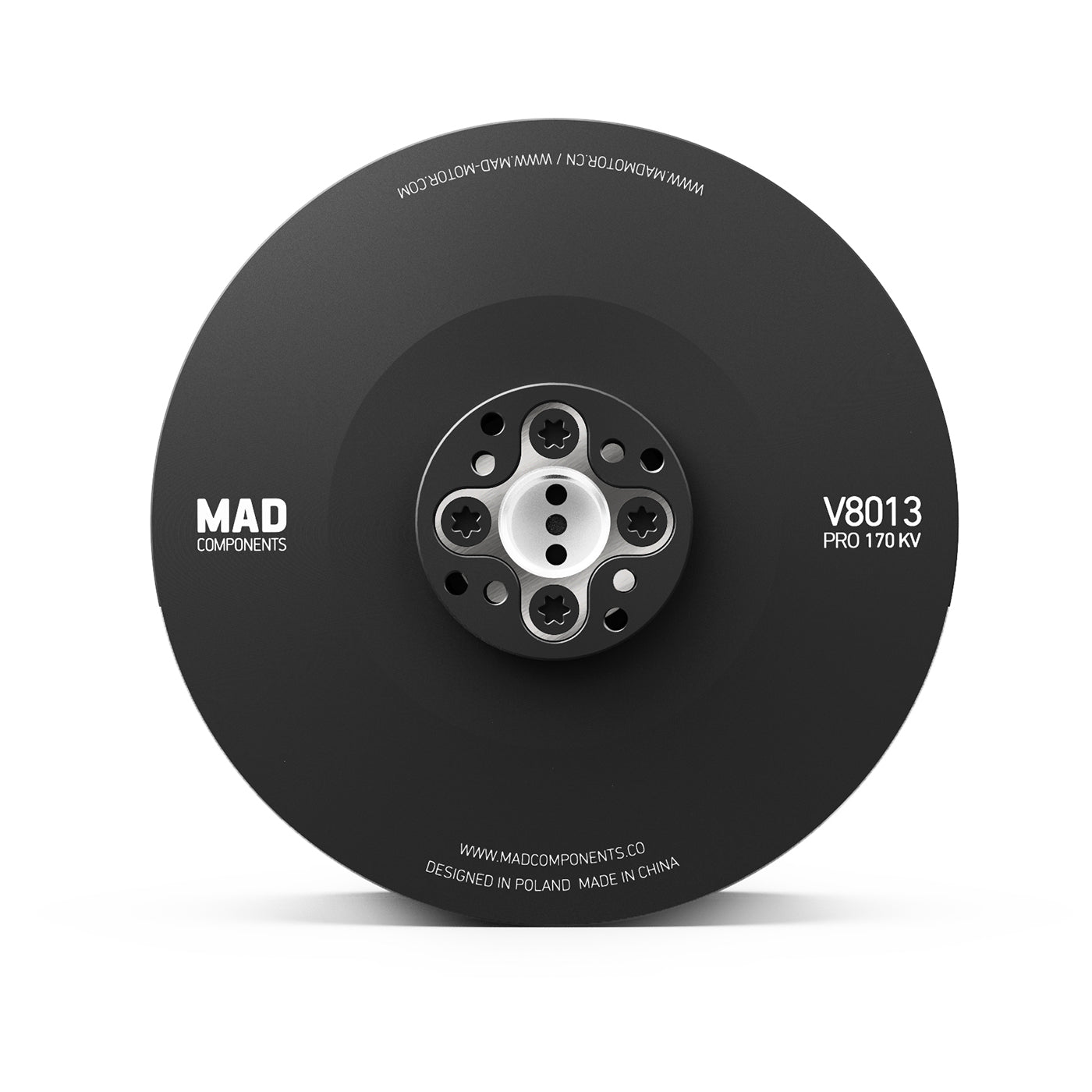 MAD Components V8013 PRO 170KV eVTOL drone motor front view with central mounting hub and screws