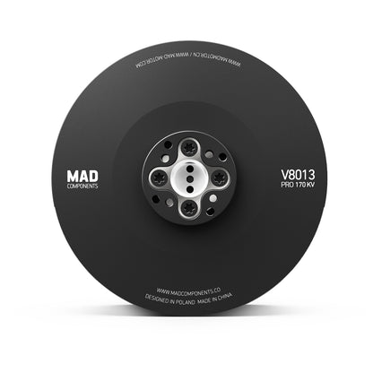 MAD Components V8013 PRO 170KV eVTOL drone motor front view with central mounting hub and screws