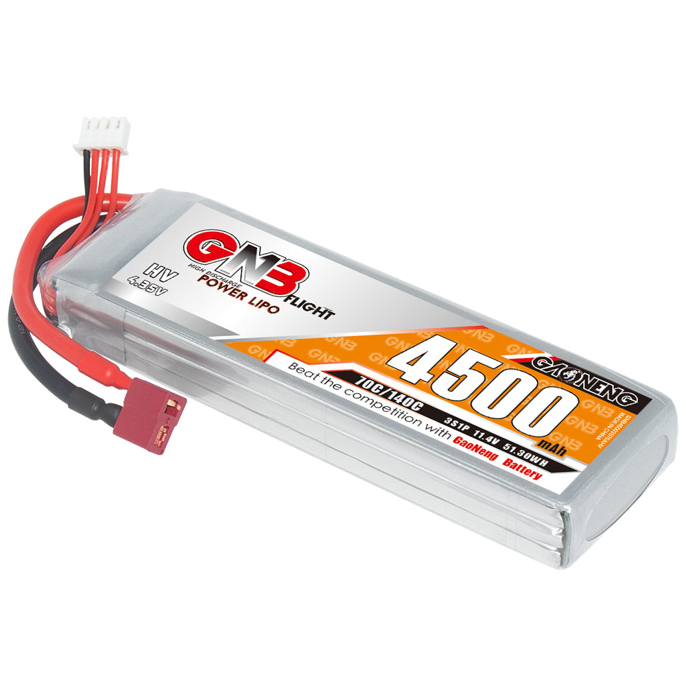 GAONENG GNB LiHV 3S 11.4V 4500mAh 70C LiPo battery with T-plug and balance lead