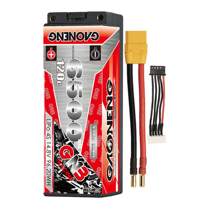 GAONENG GNB 4S 14.8V 6500mAh 120C hard case LiPo battery with balance lead and 5mm bullet leads