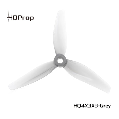 HQProp HQ4X3X3-Grey 3-blade propeller, top view with 5mm center hub opening