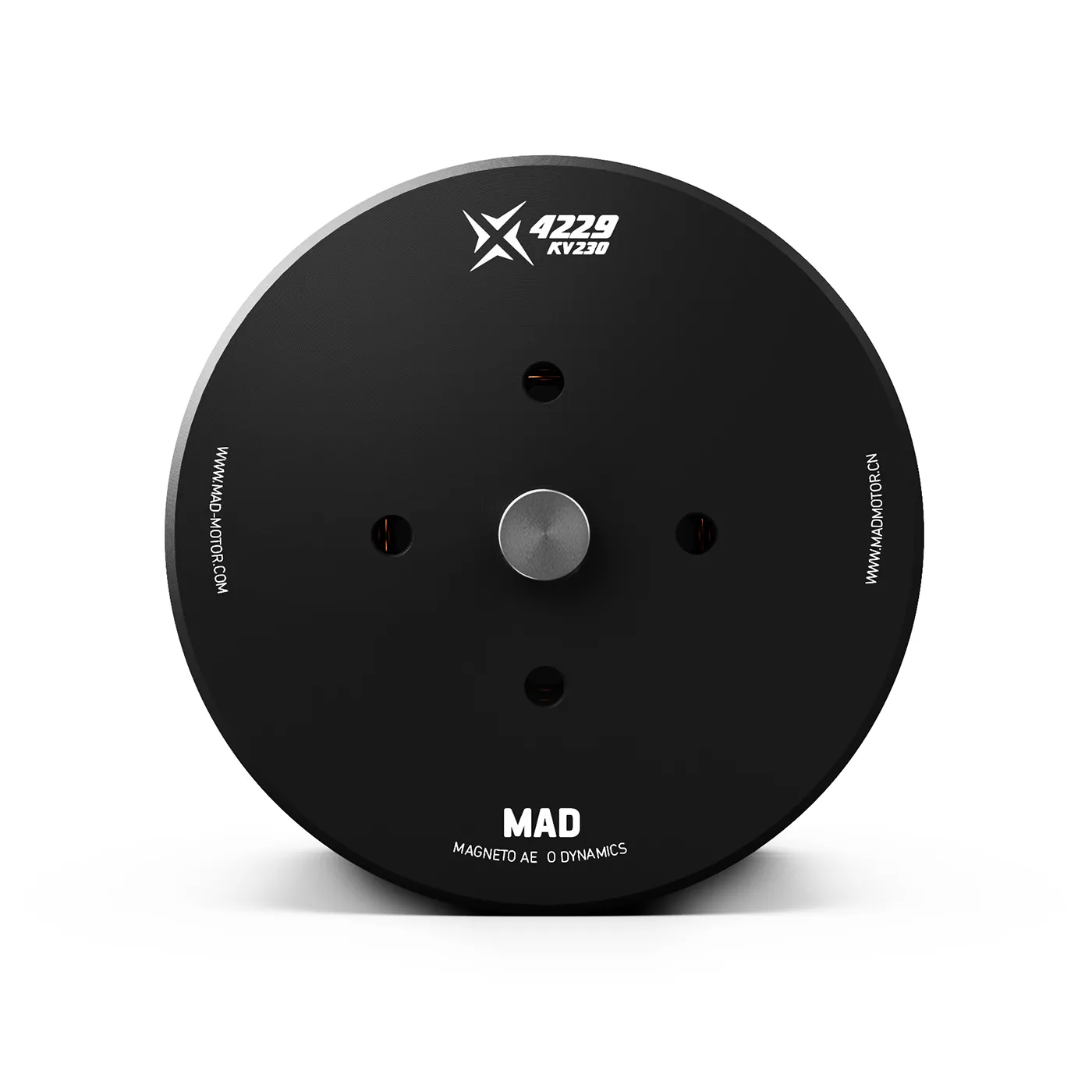 Top view of MAD X4229 KV230 drone motor end cap with centered hub and four mounting holes
