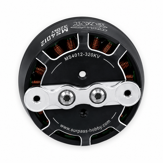 Surpass Hobby MS4012 320KV brushless multirotor drone motor top view with 19mm/32mm mount plate
