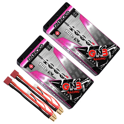 GAONENG GNB 2S 7.6V 4000mAh 100C LCG Shorty 4mm Bullet Hard Case LiPo Battery