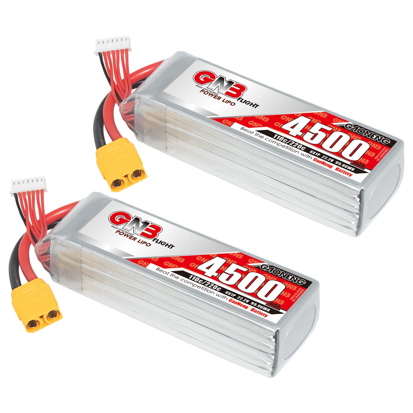 GAONENG GNB 6S 22.2V 4500mAh 110C LiPo Battery XT90 for FPV Drones, RC Airplanes, Helicopters & Boats