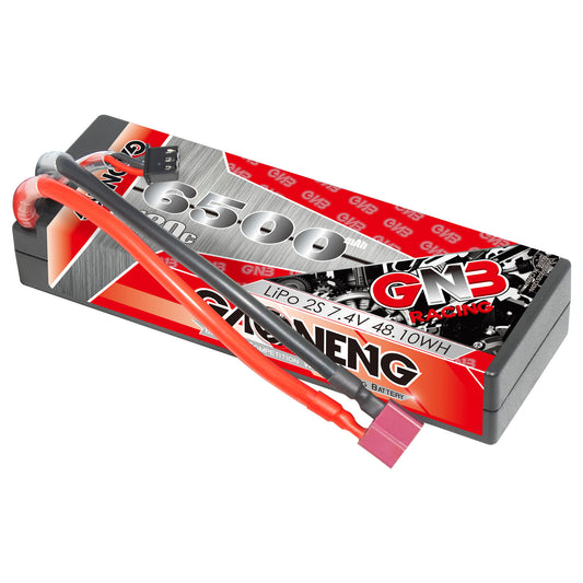 GAONENG GNB 2S 7.4V 6500mAh 120C hard case LiPo battery with T-plug and balance lead
