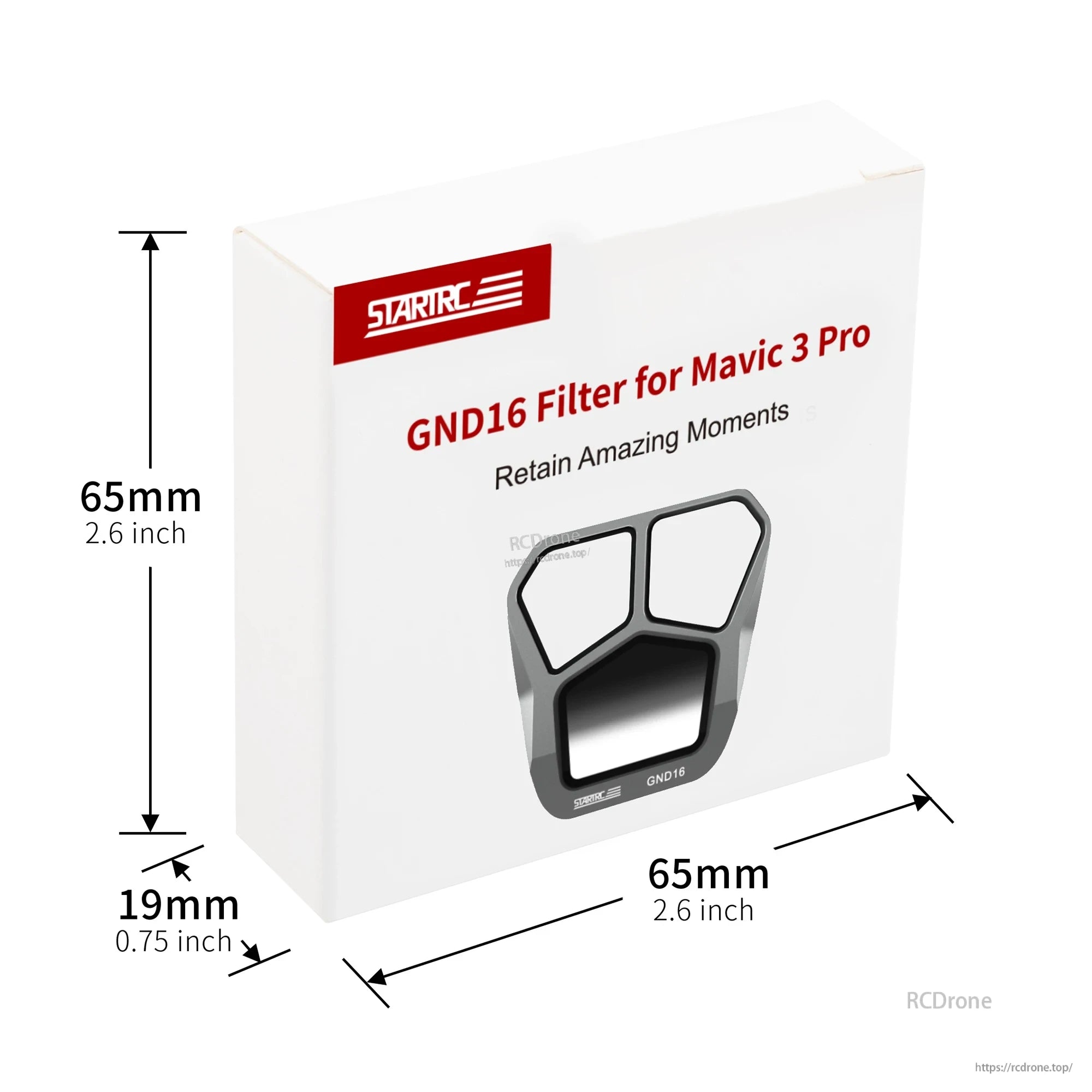 Camera Lens Filter, STARTRC GND16 filter for Mavic 3 Pro, size 65x65x19mm, enhances photo quality and helps retain stunning moments.