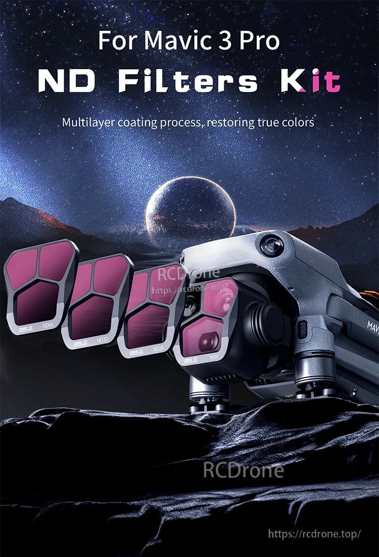 Camera Lens Filter, For Mavic 3 Pro ND Filters Kit, multilayer coating restores true colors.