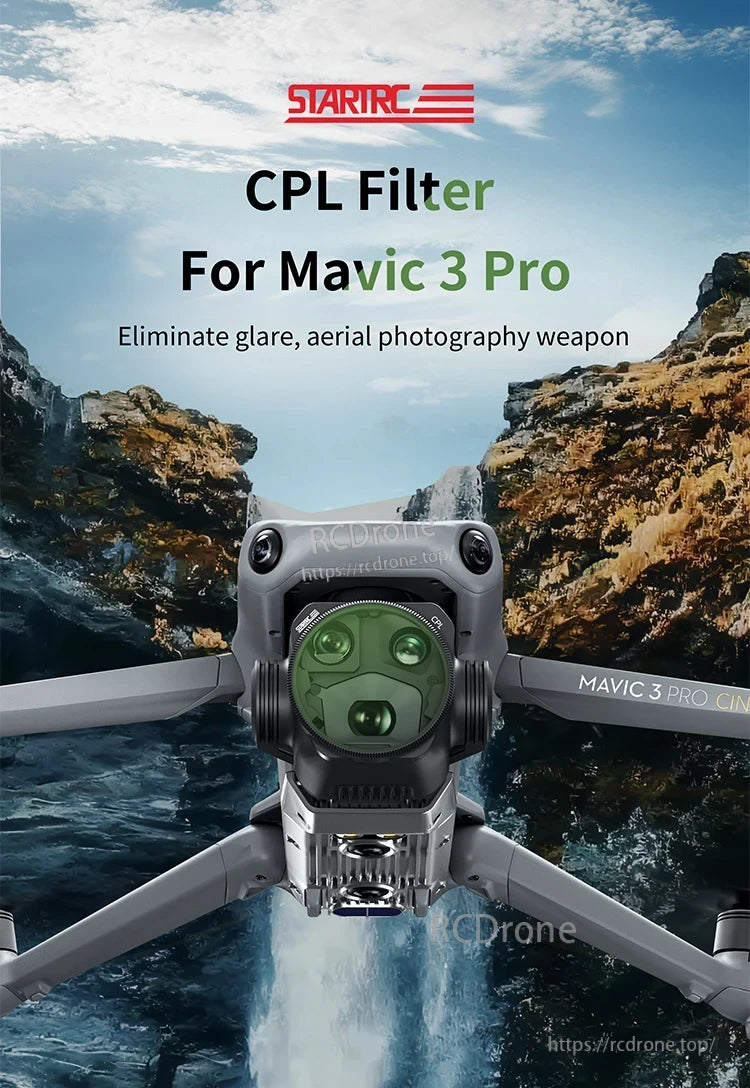 Camera Lens Filter, Corrected CPL Filter for Mavic 3 Pro eliminates glare.