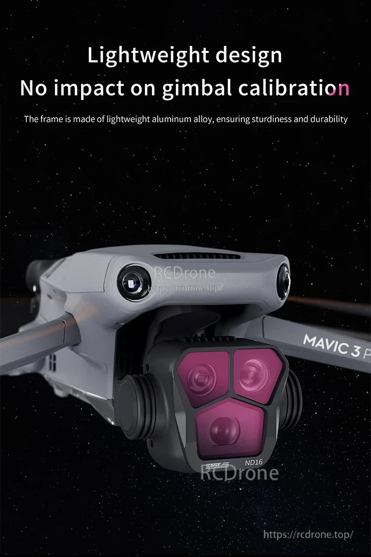 Camera Lens Filter, Lightweight aluminum frame, no gimbal calibration needed, includes ND16 filter for Mavic 3 Pro.