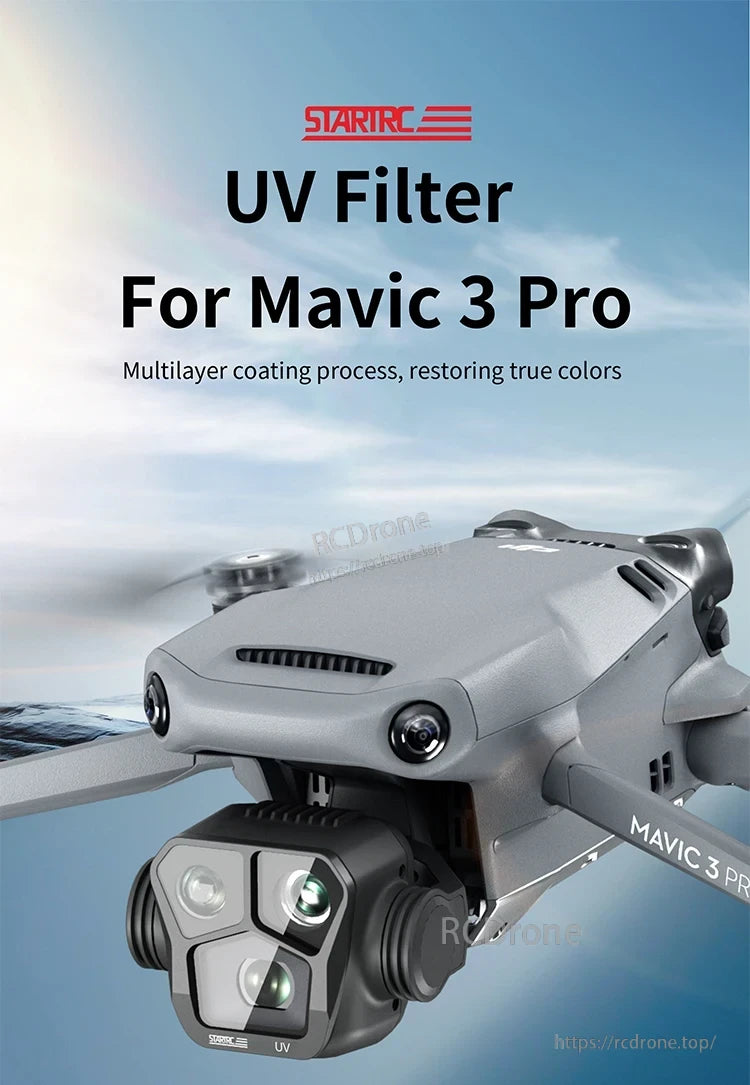 Camera Lens Filter, Sarrc UV Filter restores accurate colors through multilayer coating for Mavic 3 Pro.
