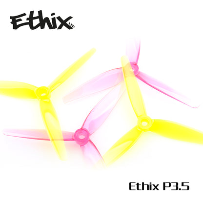 Ethix P3.5 RAD Berry tri-blade propellers on white background with Ethix branding text